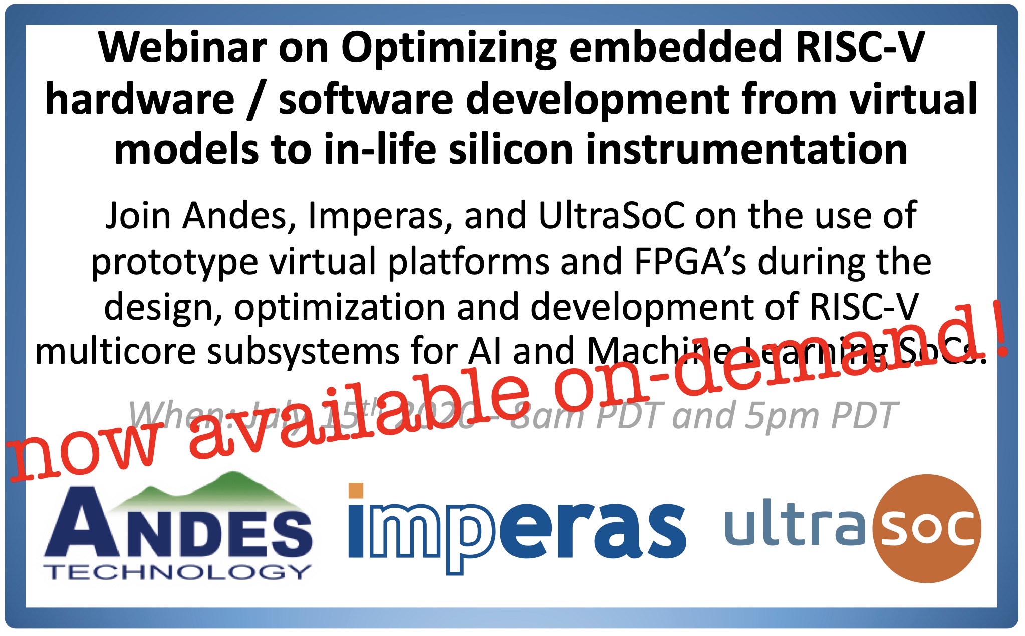 RISC-V Webinar with Andes, Imperas and UltraSoC